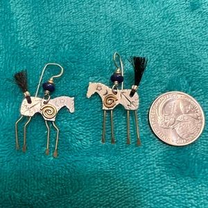 Native American War Pony earrings designer stamped 925